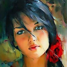 Схема вышивки «портрет девушки с розой»