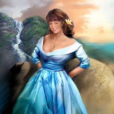 Схема вышивки «девушка в голубом»