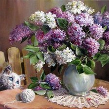 Схема вышивки «влюбленная кошечка»