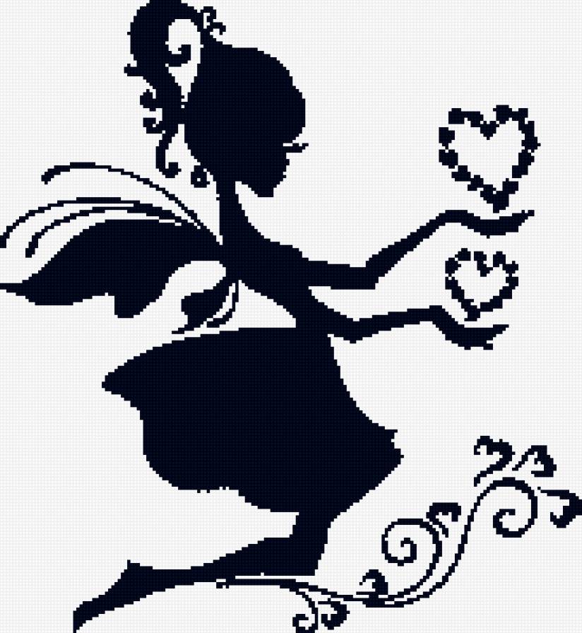 Феечка - монохром, девушка - предпросмотр