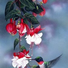 Схема вышивки «панель "птица и цветы"»