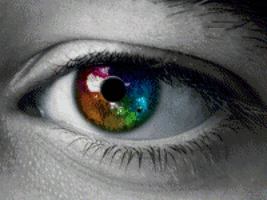 Глаз - глаз, радуга, серый цвет - предпросмотр