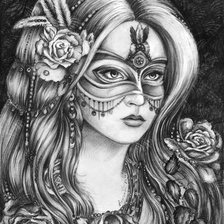 Схема вышивки «Девушка в маске»