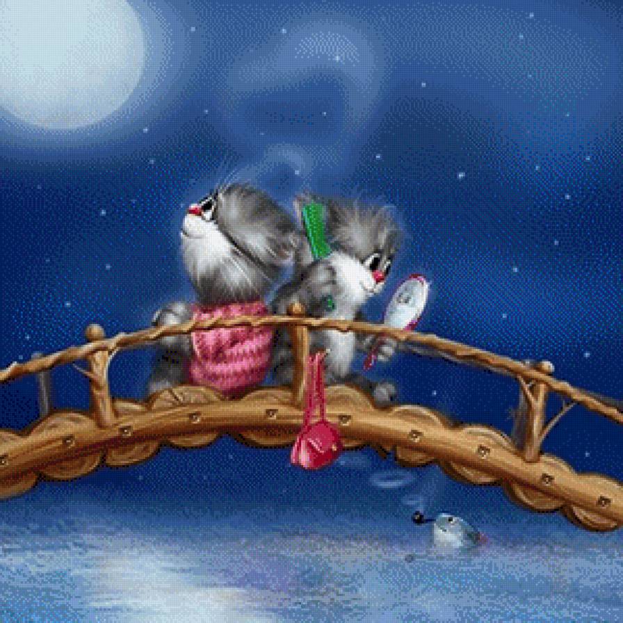 свидание - дети, кот, мост, вода, картинки, котята, детские - предпросмотр