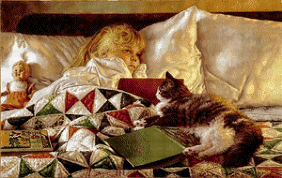 Девочка с кошкой - девочка, детство, кошка - предпросмотр