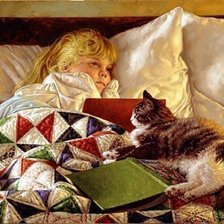 Схема вышивки «Девочка с кошкой»