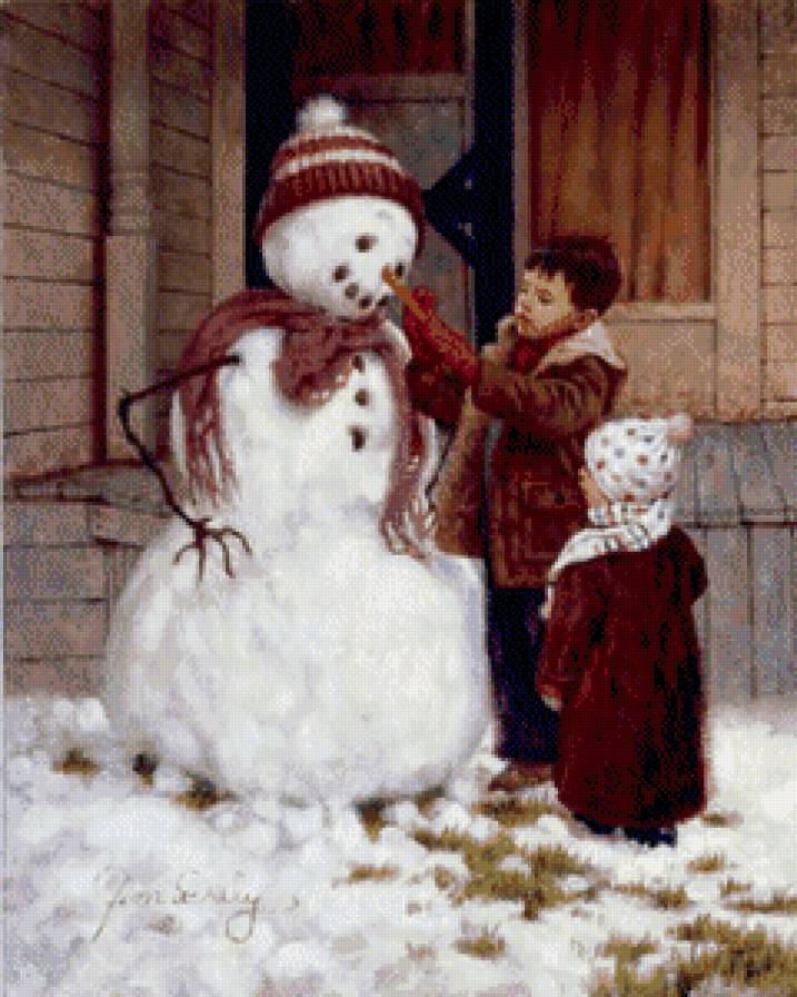 Снеговик - дети, снеговик - предпросмотр