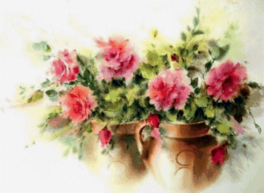 букет роз - акварель, букет, розы, цветы, живопись - предпросмотр