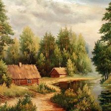 Схема вышивки «Лесная избушка»