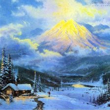 Схема вышивки «зимний вечер в горах»