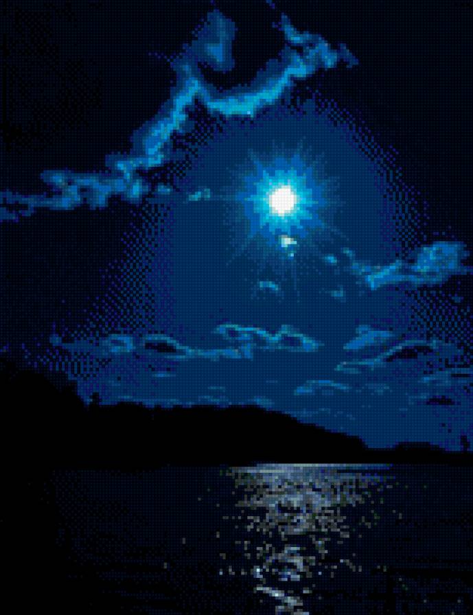 Берег,море,луна... - луна, берег, море - предпросмотр