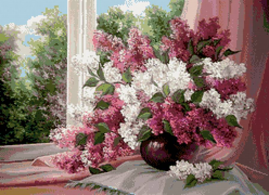 Букет сирени - окно, цветы, сирень, букет, лето - предпросмотр