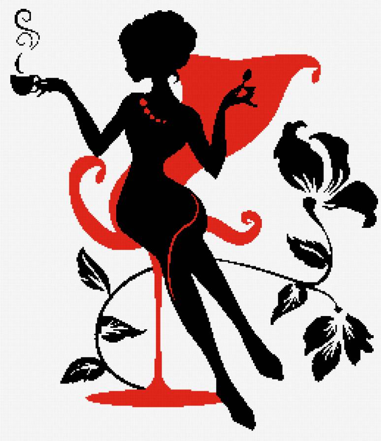 Парижанка с чашкой кофе - предпросмотр