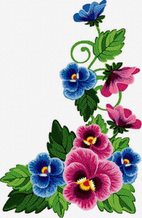 Анютки - уголок, подушка, салфетка, анютины глазки, цветы - предпросмотр