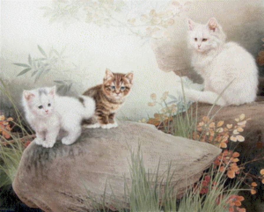 кошка с котятками - кошки - предпросмотр