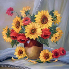 Схема вышивки «Букет с подсолнухами»