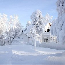 Схема вышивки «заснеженный дом»