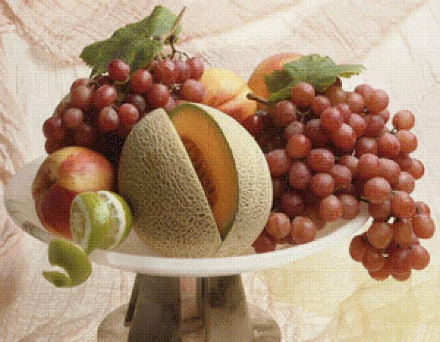 Натюрморт с дыней - виноград, натюрморт, дыня - предпросмотр