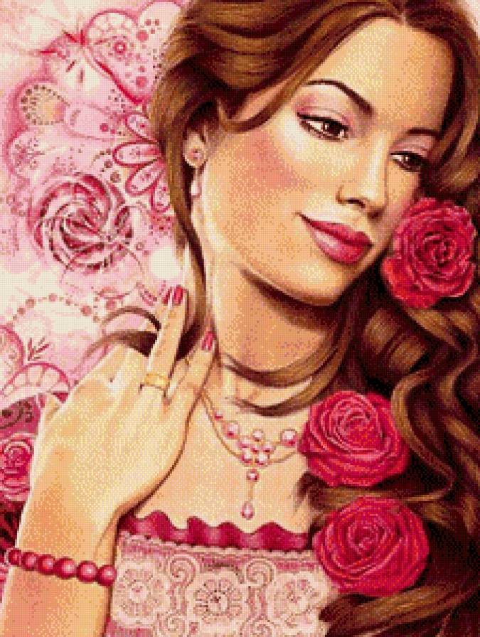 Розовое настроение - розы, образ, девушка, портрет - предпросмотр