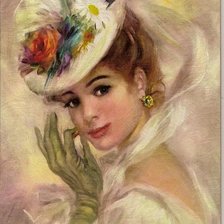 Схема вышивки «Девушка в шляпе»