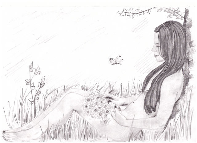 девушка карандашом - монохром, карандашный рисунок, девушка - оригинал