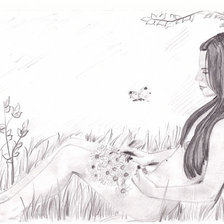 Схема вышивки «девушка карандашом»