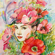 Схема вышивки «портрет в цветах»