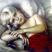 NINO CON GATO A CAMA