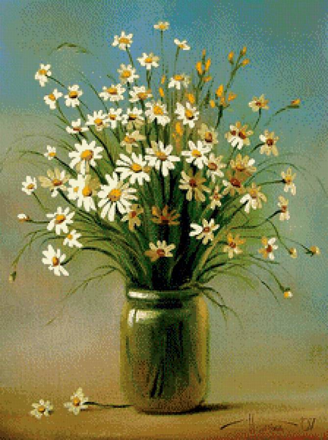 Букет ромашек - натюрморт, цветы - предпросмотр