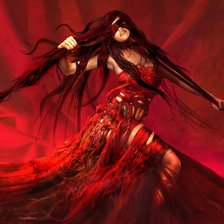 Схема вышивки «Девушка в красном»