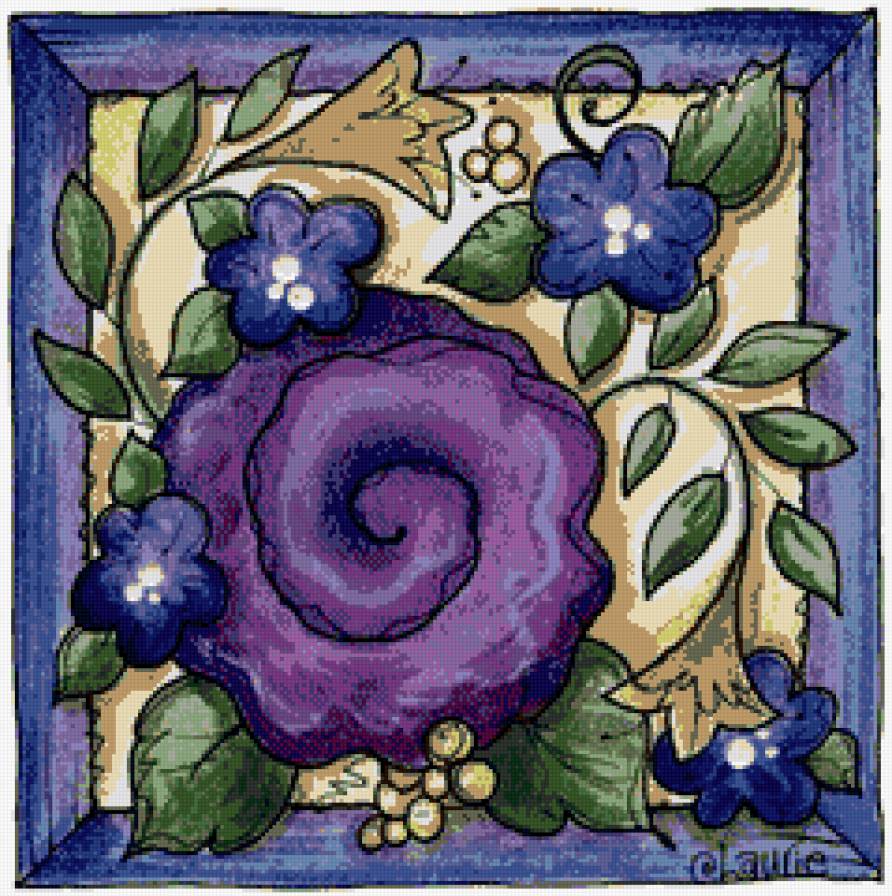 картинка на кухню - листья, рамка, цветы - предпросмотр