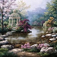 Схема вышивки «беседка в парке»