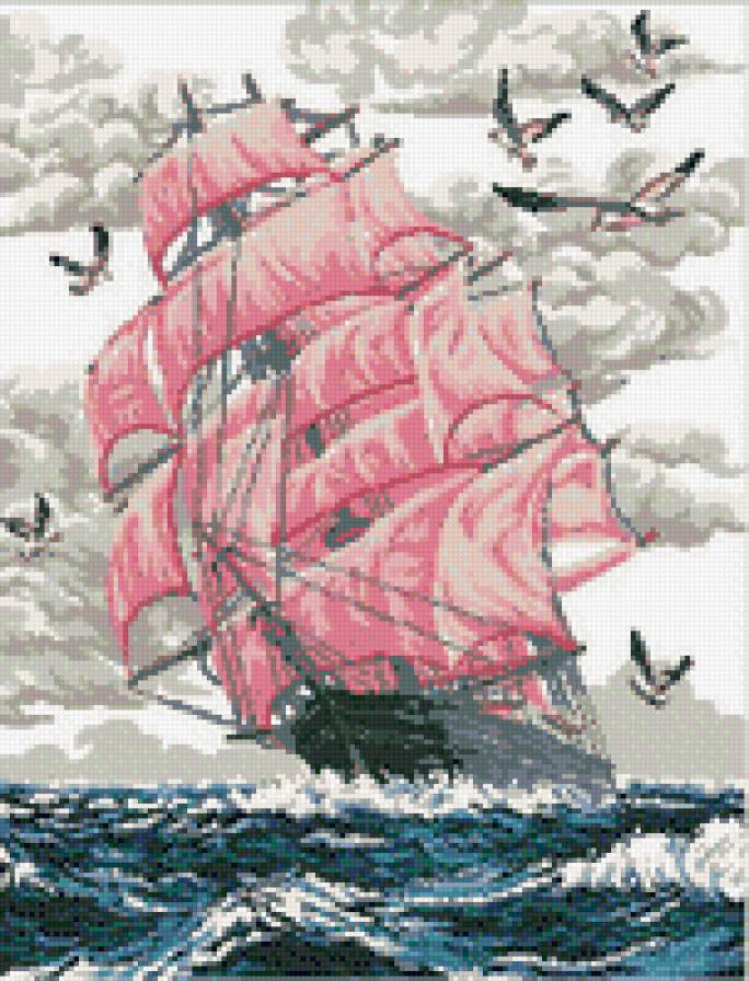 алые паруса - море, чайки, корабль - предпросмотр