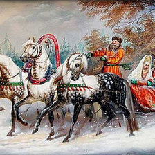 Схема вышивки «вороные кони»