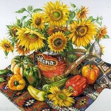 Схема вышивки «Натюрморт с подсолнухами»