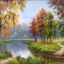 Схема вышивки «осенний пейзаж»