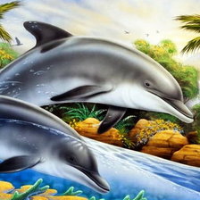 Схема вышивки «дельфины»