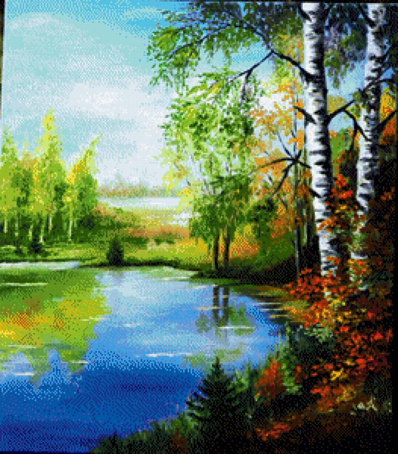 пейзаж с березками - пейзаж - предпросмотр