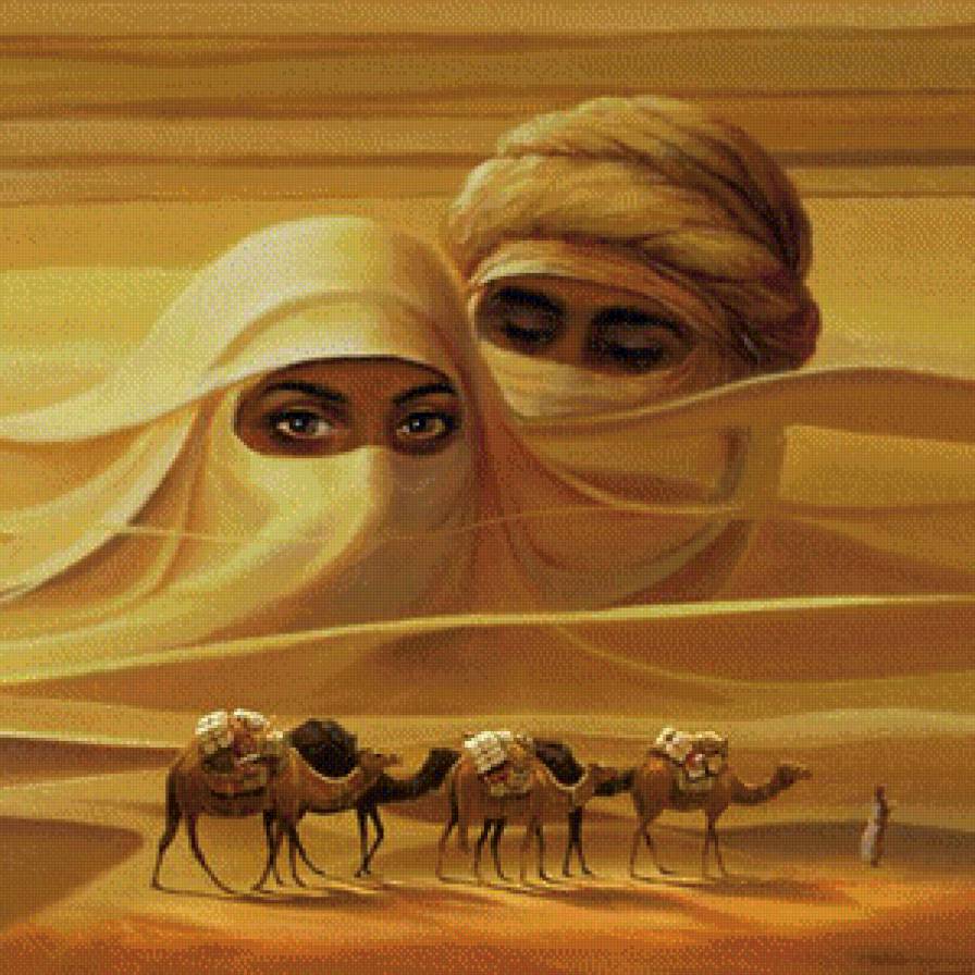 Мираж пустыни - пара, восток, картина, девушка, фентази, любовь, красота - предпросмотр