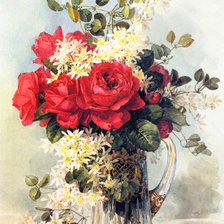 Схема вышивки «розы в кувшине»