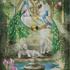 Схема вышивки «сад павлинов»