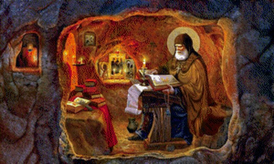 Икона - святые, иконы, пещера - предпросмотр