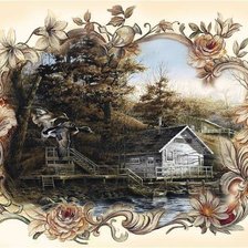 Схема вышивки «домик у озеоа»