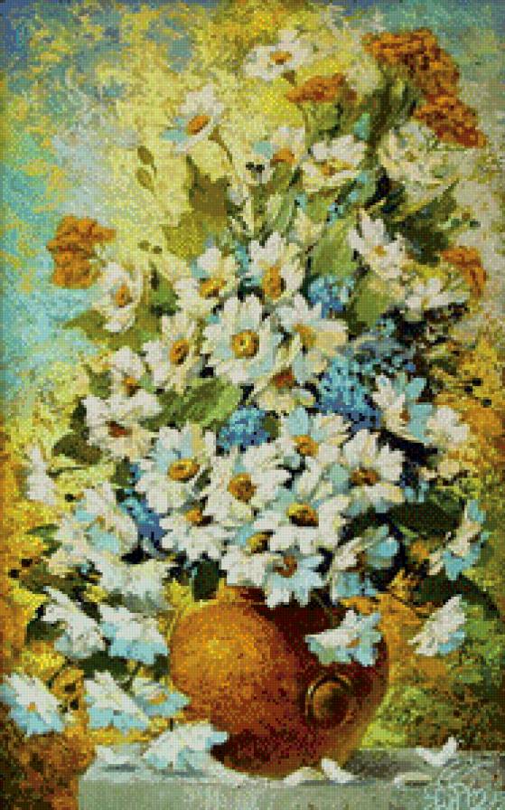 Цветы акварель - ромашки, букет, акварель, цветы - предпросмотр