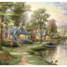 Схема вышивки «Городок у реки»