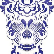 Схема вышивки «Череп гжель»