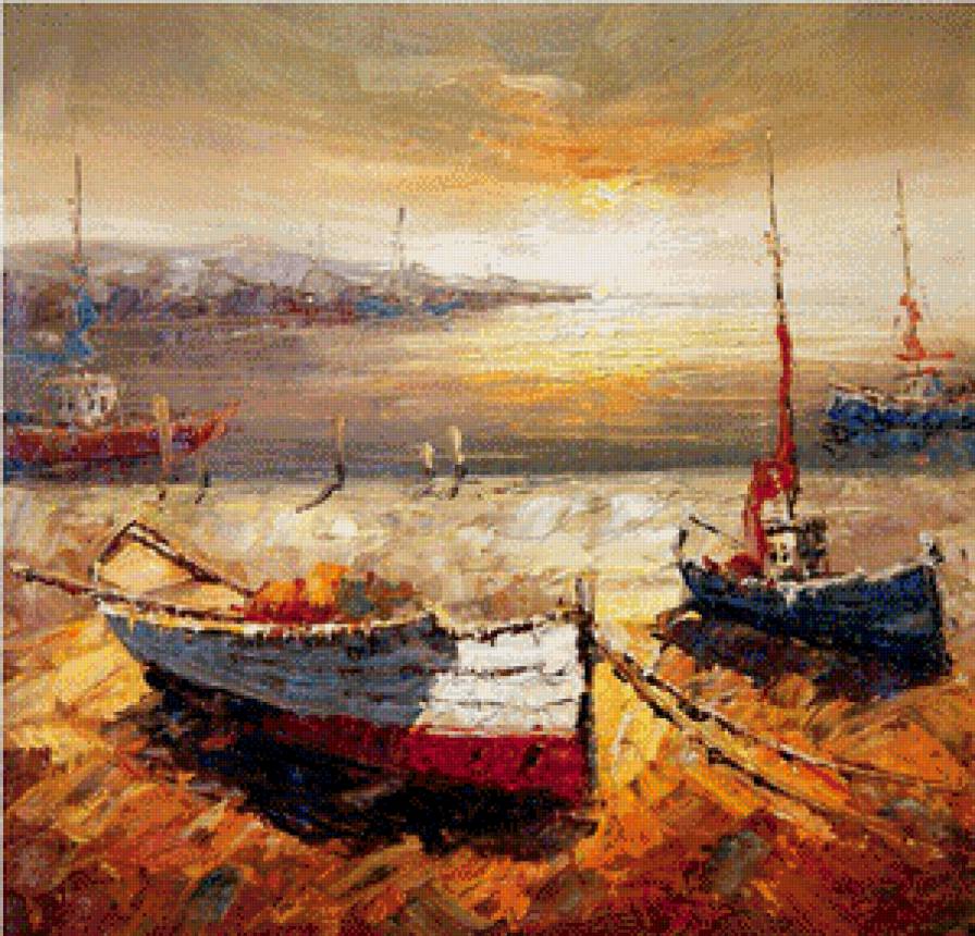 лодки - море, экспрессионизм, живопись, лодки - предпросмотр