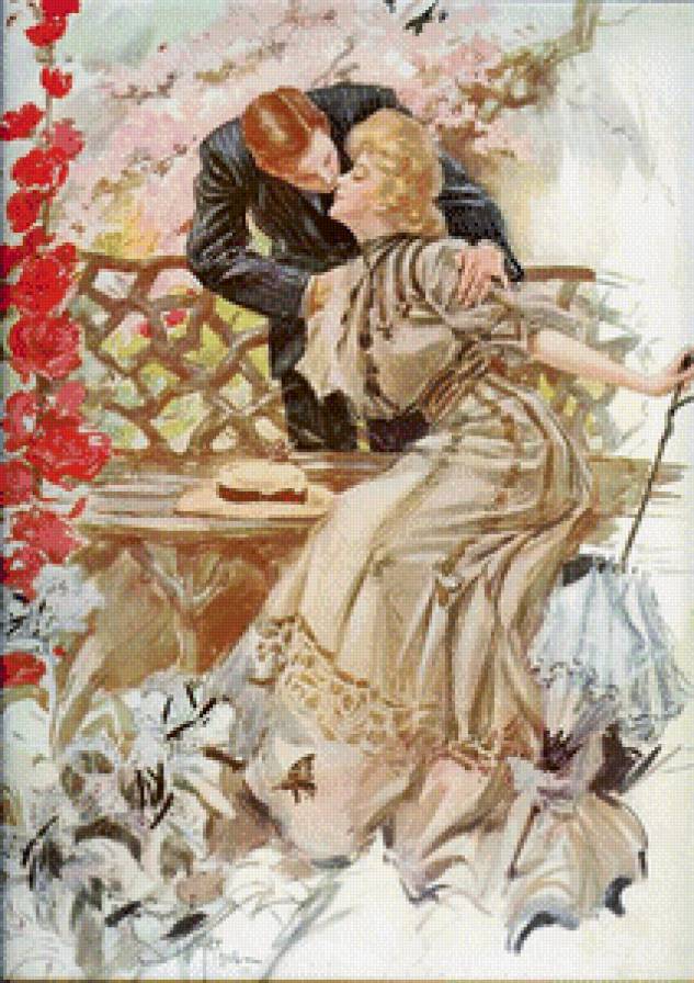 пара ретро - любовь, красота, пара, девушка, портрет, фентази, картина - предпросмотр