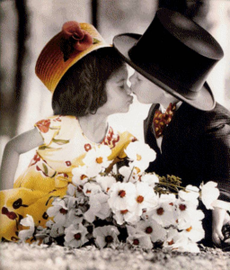 детки ретро - пара, красота, любовь, девушка, картина, портрет - предпросмотр