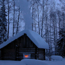 Дом в зимнем лесу